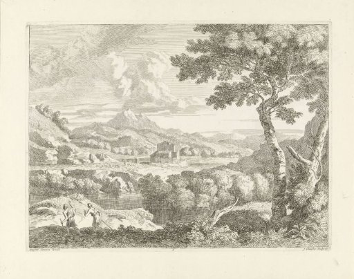 Hilly landscape with shepherds