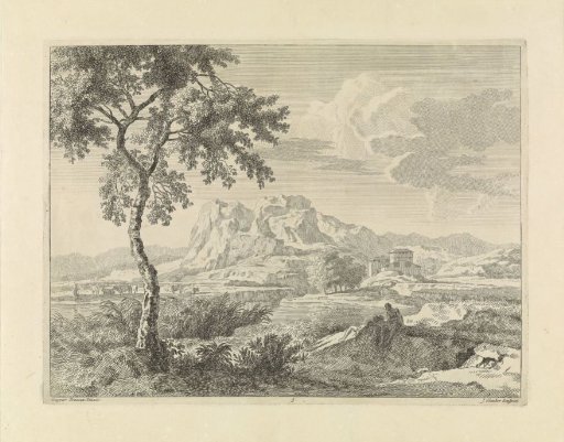 Hilly landscape with two bathers