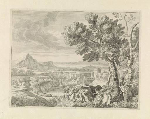 Landscape with ravine and waterfall