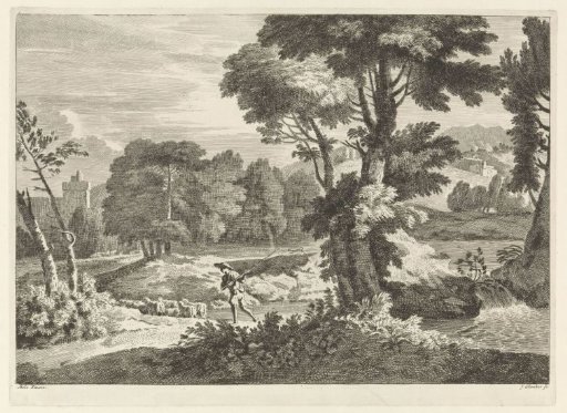 Wooded landscape with a shepherd
