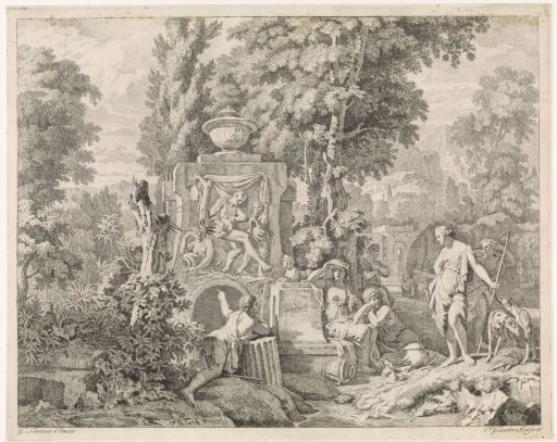 Landscape with a fountain and Diana and her nymphs