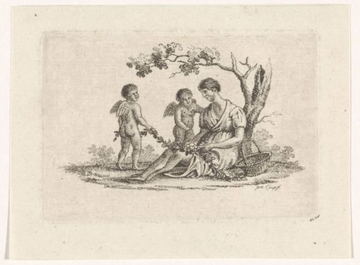 Woman and two putti