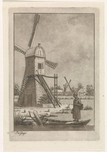 Winter landscape with mill