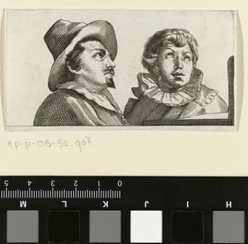 Two men viewing the statue of Hercules Farnese