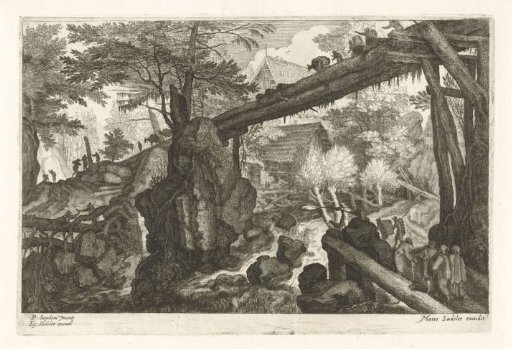 Wooden bridge over a waterfall
