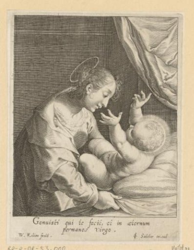 Mary with the Christ Child on a cushion