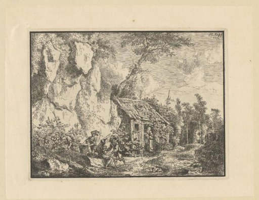 Rocky Landscape with Men Bringing in the Grape Harvest