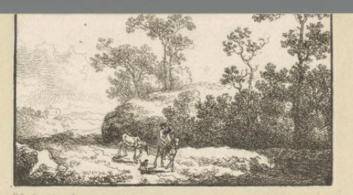 Landscape with a rider leading a horse