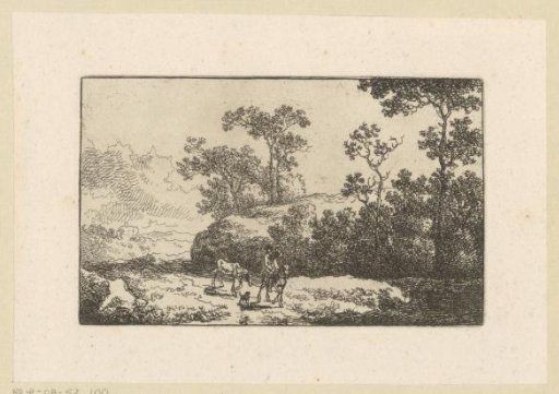 Landscape with a rider leading a horse