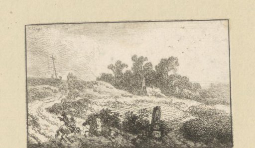 Landscape with two riders at a gallop