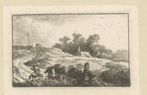 Landscape with two riders at a gallop