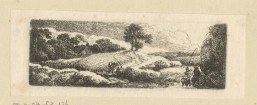 Landscape with fishermen at rapids