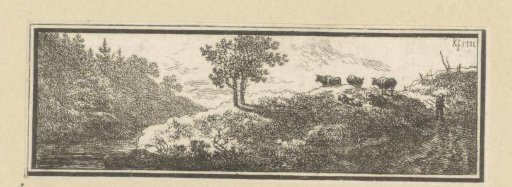 Landscape with cattle on a hill