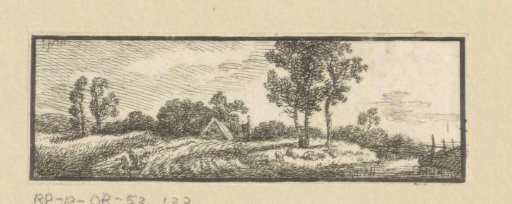 Landscape with a farm and shepherds