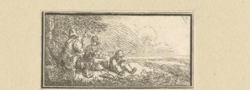 Landscape with three resting travellers