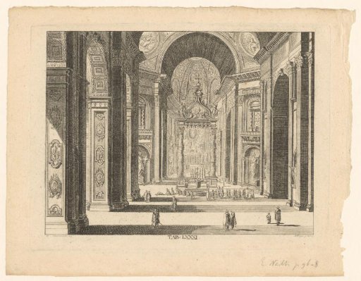 View of the interior of St. Peter's Basilica and the Balcacchino.