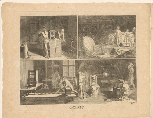 Four scenes of various industrial activities