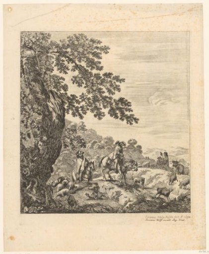 Hilly landscape with two riders