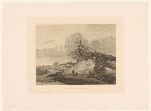 Landscape with Resting Shepherds by a Path Along a Ditch