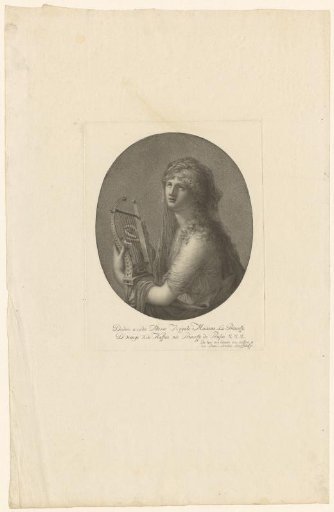 Woman playing a hand harp