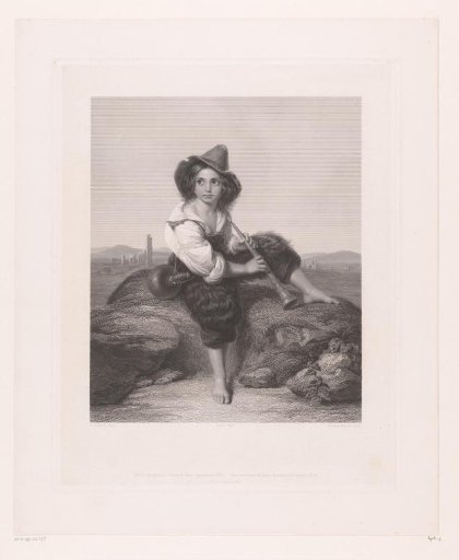 Shepherd boy with a jug and wind instrument