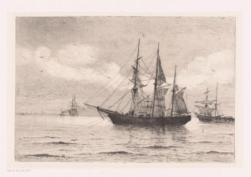 Seascape with a three-master and other ships
