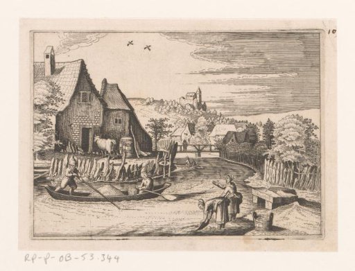 Village View with a Bend in a River
