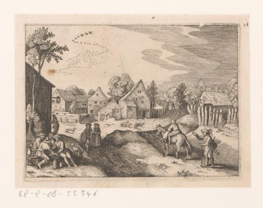 Village View with a Boy on Horseback and a Bagpiper
