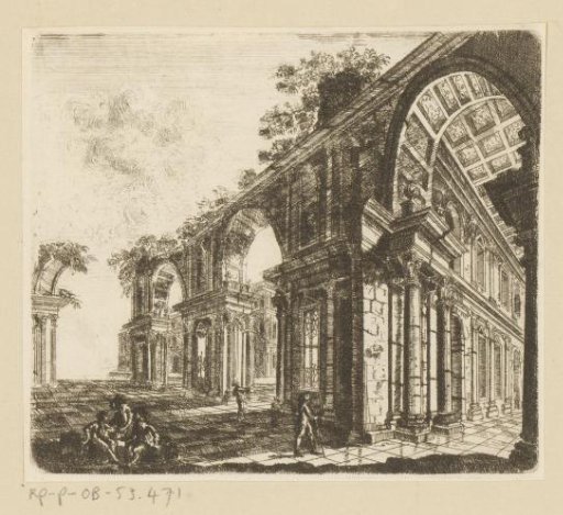 Fantasy Architecture with Several Figures