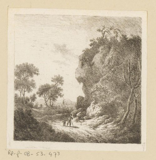 Landscape with Man and Boy on the Road beneath a Rock