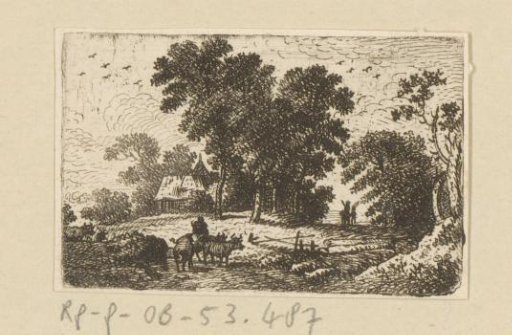 Landscape with Trees, Farmhouse and Cows in the Foreground