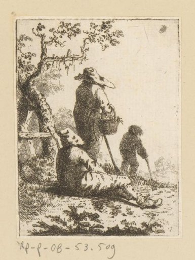 Three beggars in a landscape
