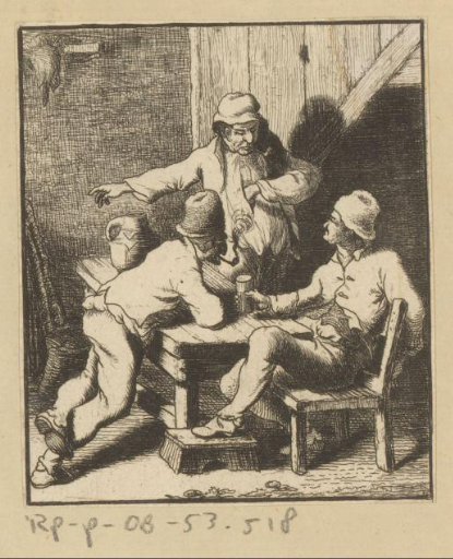 Three talking men at table