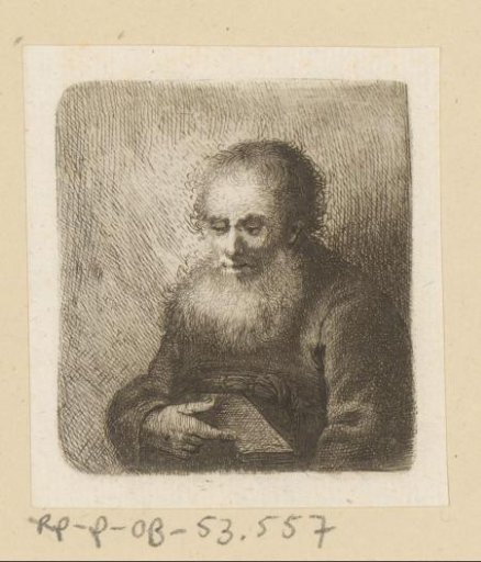 Old man with beard and book in hand