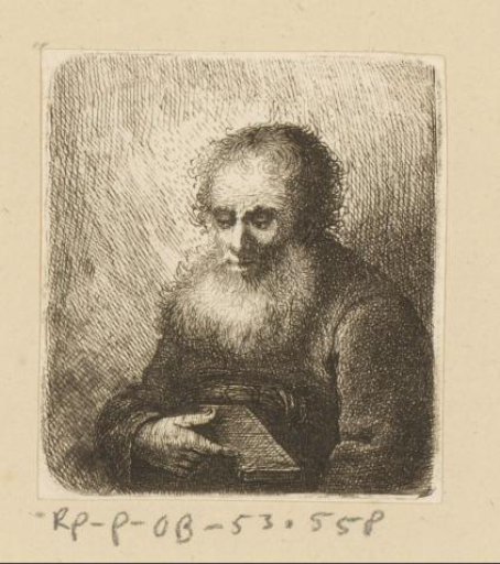 Old man with beard and book in hand