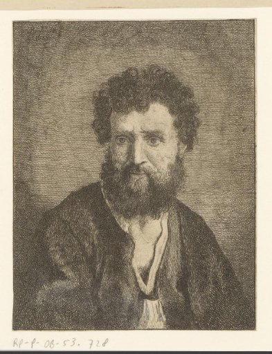 Portrait of an unknown man with curly hair and a full beard