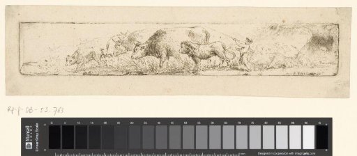Herd of Various Animals Driven by a Boy with a Stick