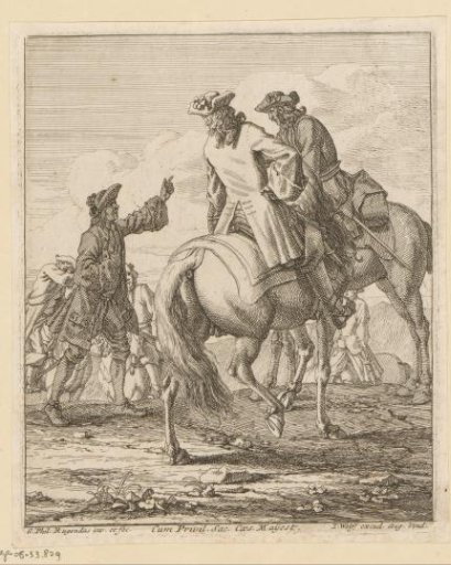 Man on foot speaks to two riders