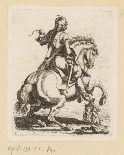 Rider in armour on a rearing horse