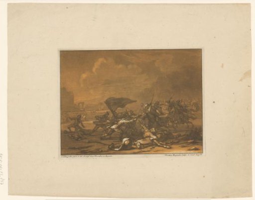 Fight between riders and foot soldiers