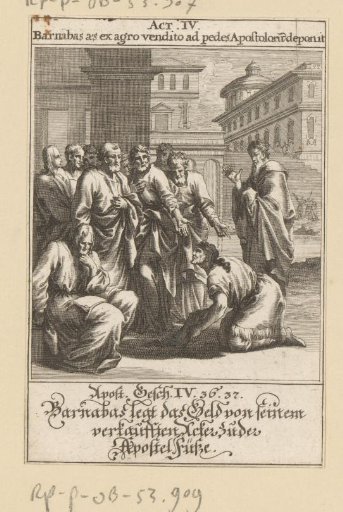 Barnabas Lays His Money at the Feet of the Apostles