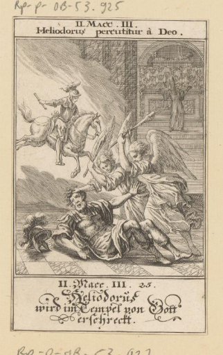 Heliodorus in the temple attacked by angels and a rider