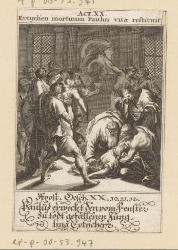 Apostle Paul raises Eutychus from the dead