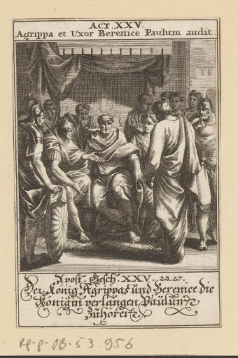 King Herod Agrippa II and Julia Berenice listening to the Apostle Paul