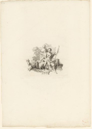 Two shepherdesses with a flock