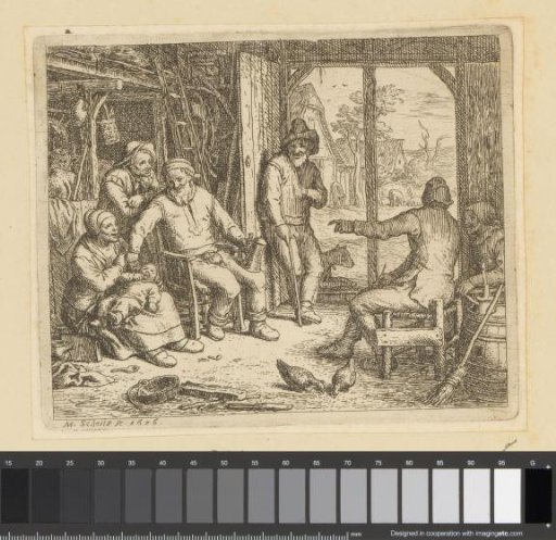 Company of men and women in a peasant stable