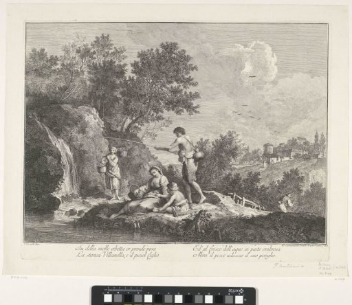Landscape with a Seated Woman with Basket and Child, Fisherman and Woman with Two Baskets