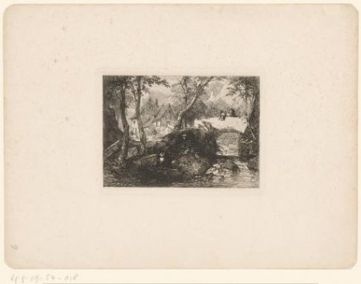 Bridge and a house in a mountain landscape