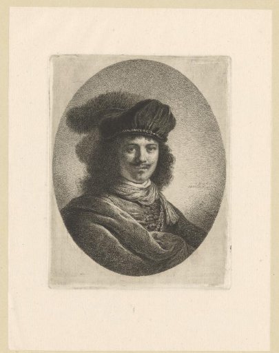 Portrait of an unknown man with a feathered cap