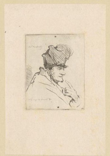 Head of a man with a tall cap